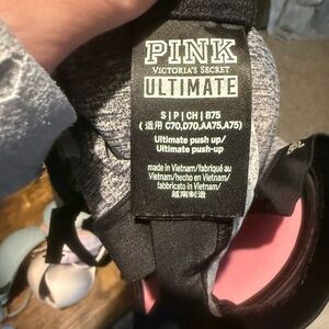 PINK Victoria's Secret Ultimate Push-Up Bra in Black with Pink Lining